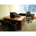 Med Oak Executive C / U Suite Desk w 2 Drawer Lateral File